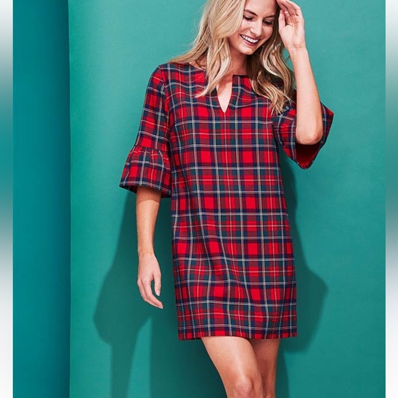 Vineyard Vines Merry Red Plaid Shift Dress Women’s Size 4 EUC - Picture 16 of 16